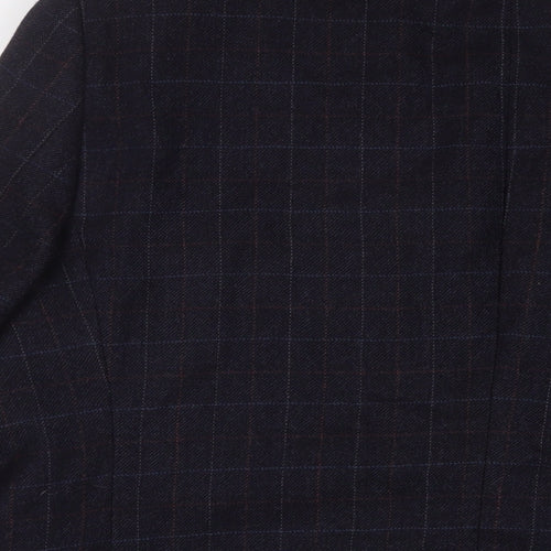 Brook Taverner Mens Blue Plaid Wool Jacket Suit Jacket Size 48 Regular