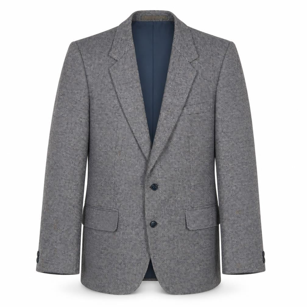 Front view of Burton men’s grey wool jacket suit jacket, size 40, regular