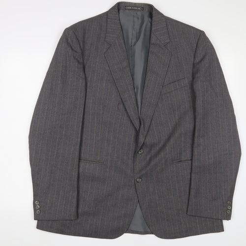 Charles Barker Mens Grey Striped Polyester Jacket Suit Jacket Size 44 Regular