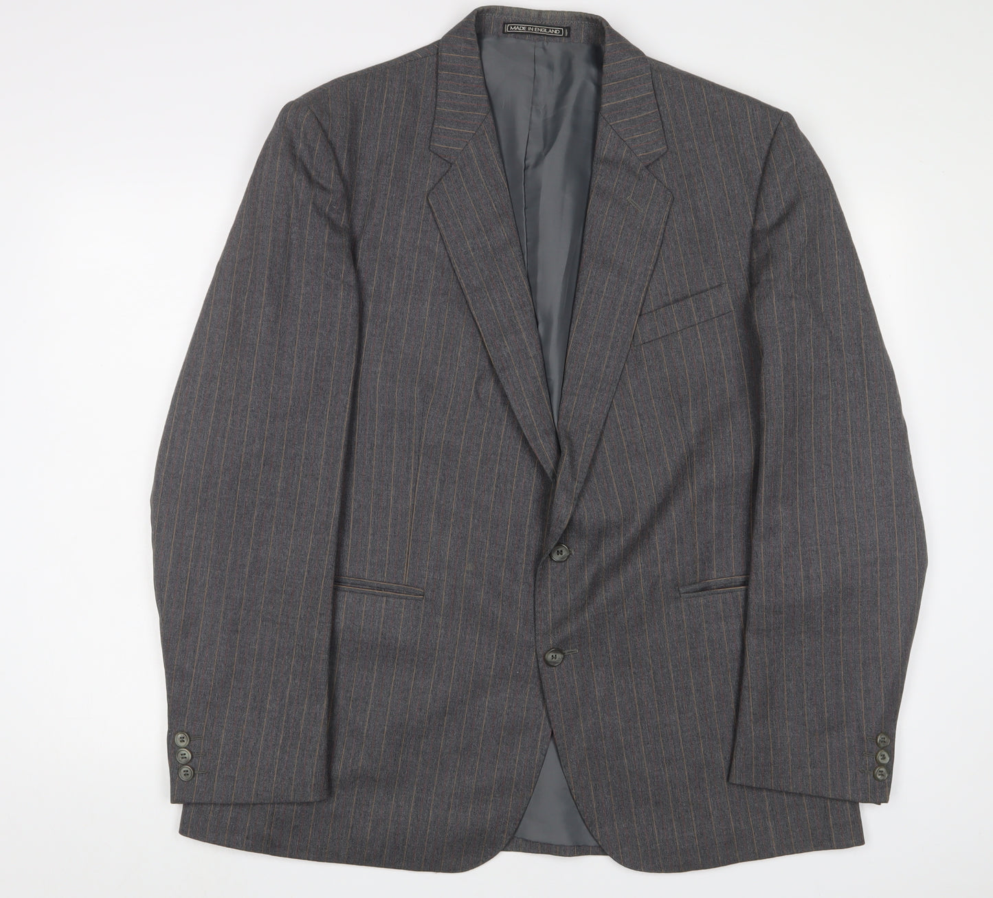 Charles Barker Mens Grey Striped Polyester Jacket Suit Jacket Size 44 Regular