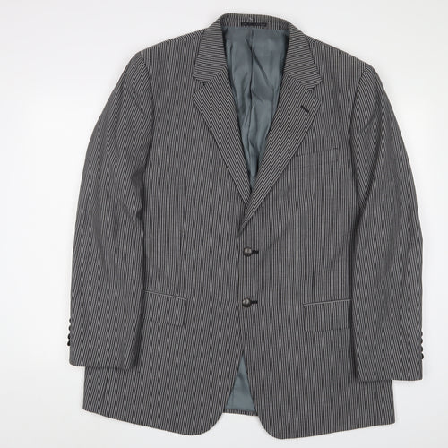 Brook Taverner Mens Grey Striped Wool Jacket Suit Jacket Size 44 Regular