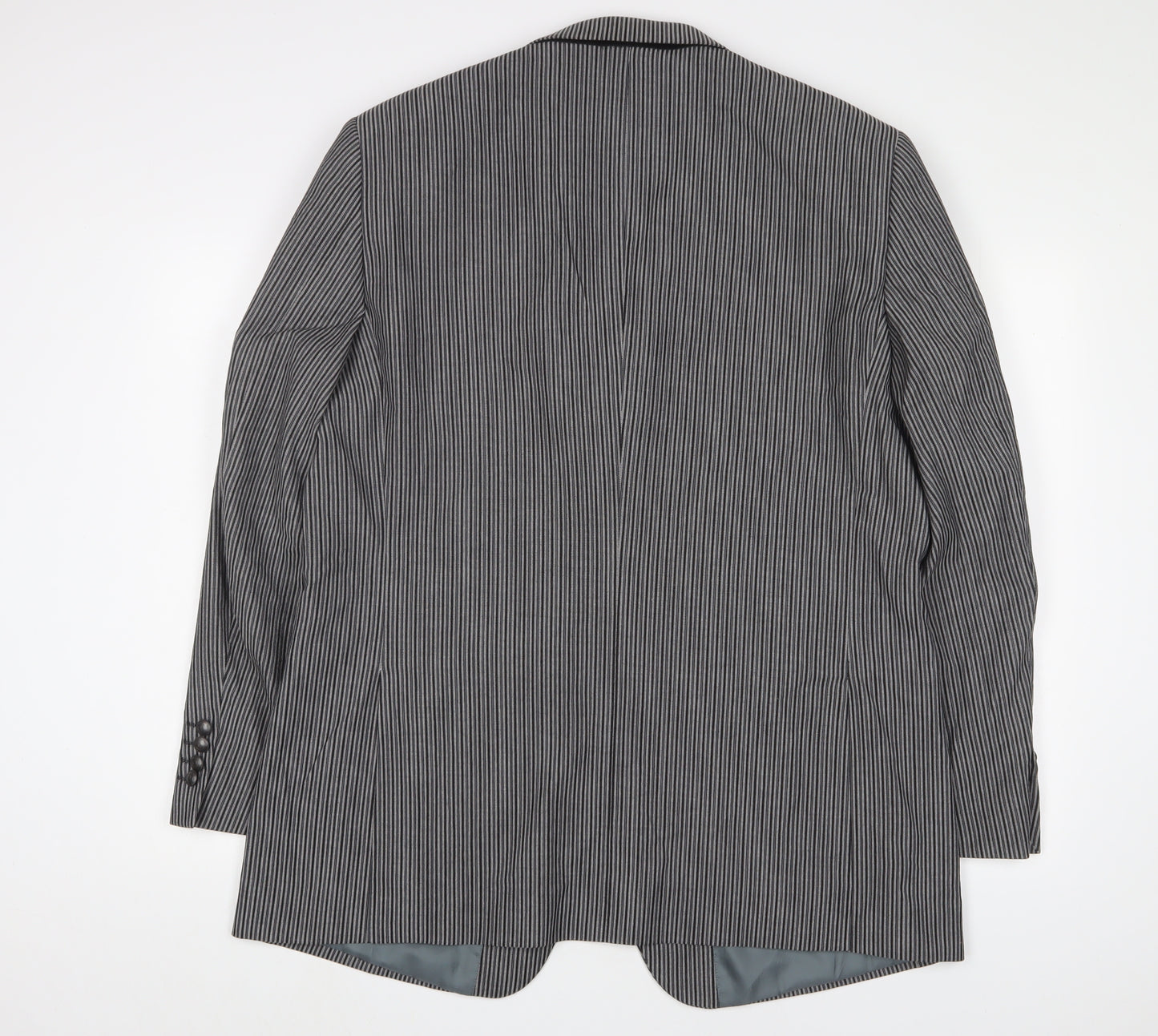 Brook Taverner Mens Grey Striped Wool Jacket Suit Jacket Size 44 Regular