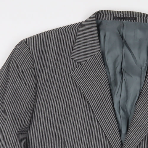 Brook Taverner Mens Grey Striped Wool Jacket Suit Jacket Size 44 Regular