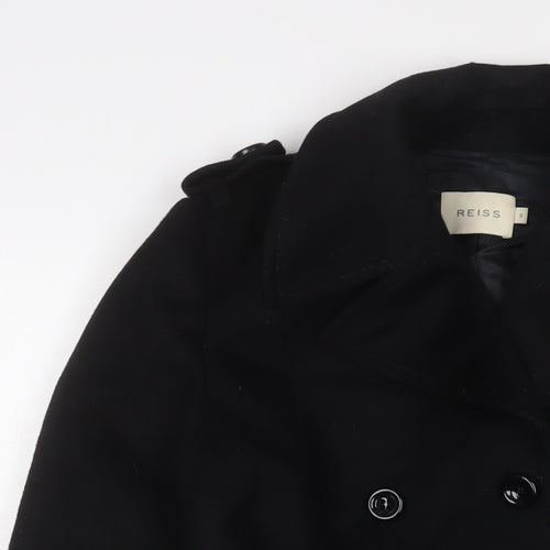 Reiss Womens Black Overcoat Coat Size S Button - Belted