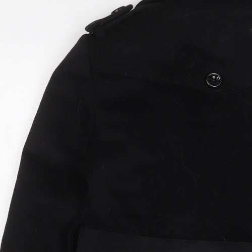 Reiss Womens Black Overcoat Coat Size S Button - Belted