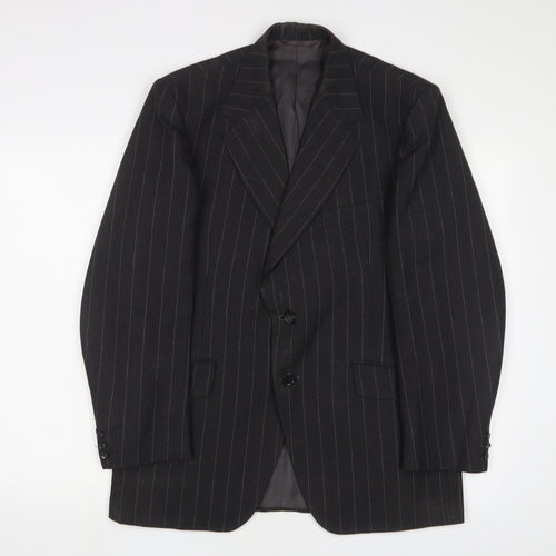 Burton Mens Grey Striped Polyester Jacket Suit Jacket Size 38 Regular