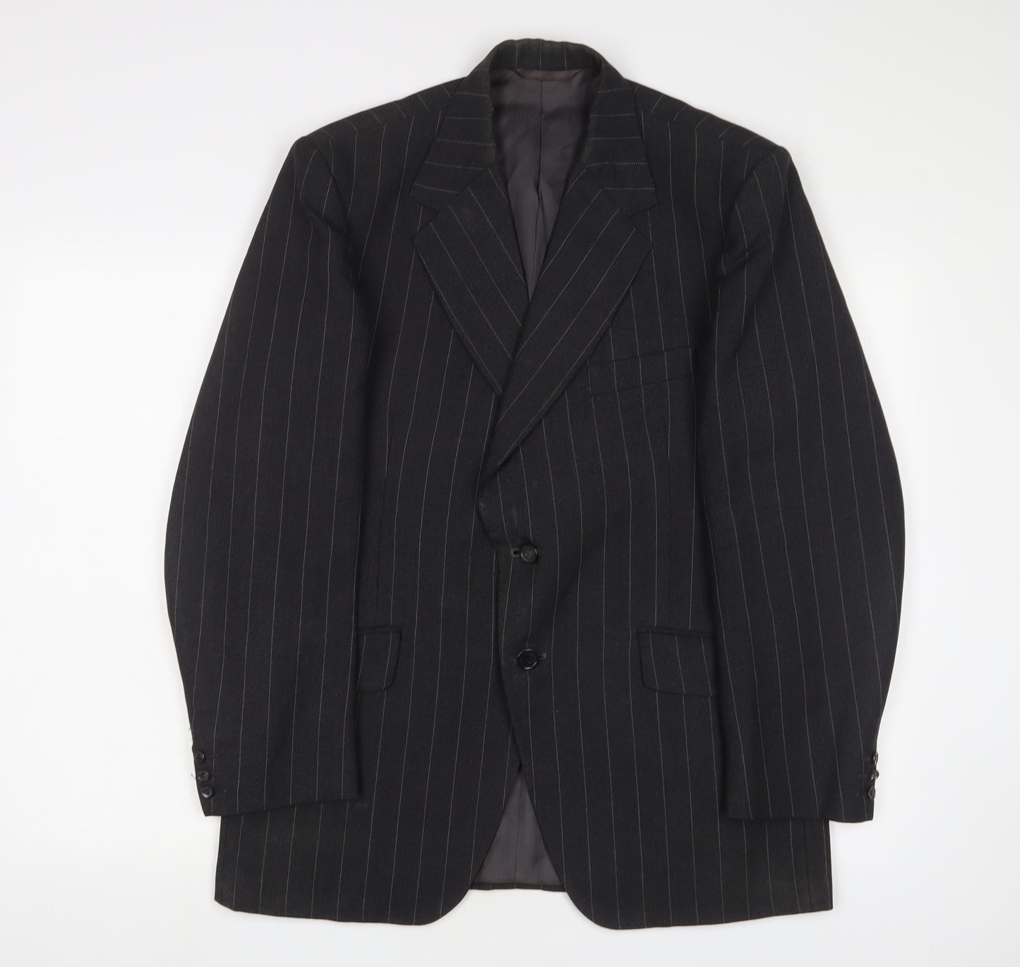Burton Mens Grey Striped Polyester Jacket Suit Jacket Size 38 Regular