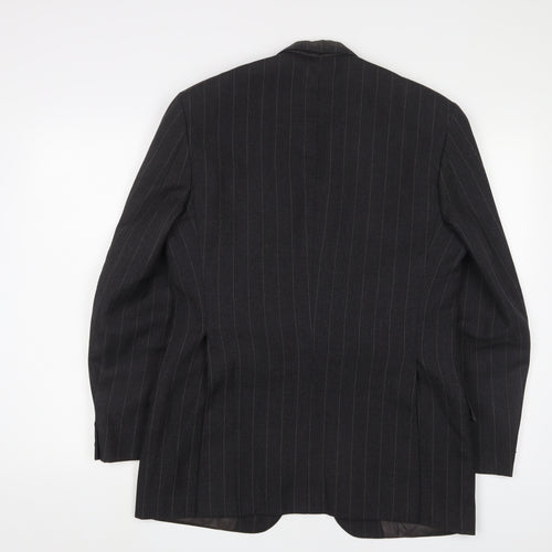 Burton Mens Grey Striped Polyester Jacket Suit Jacket Size 38 Regular
