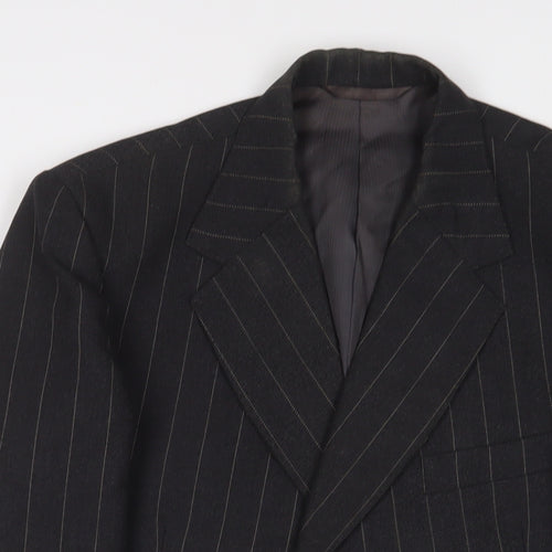 Burton Mens Grey Striped Polyester Jacket Suit Jacket Size 38 Regular
