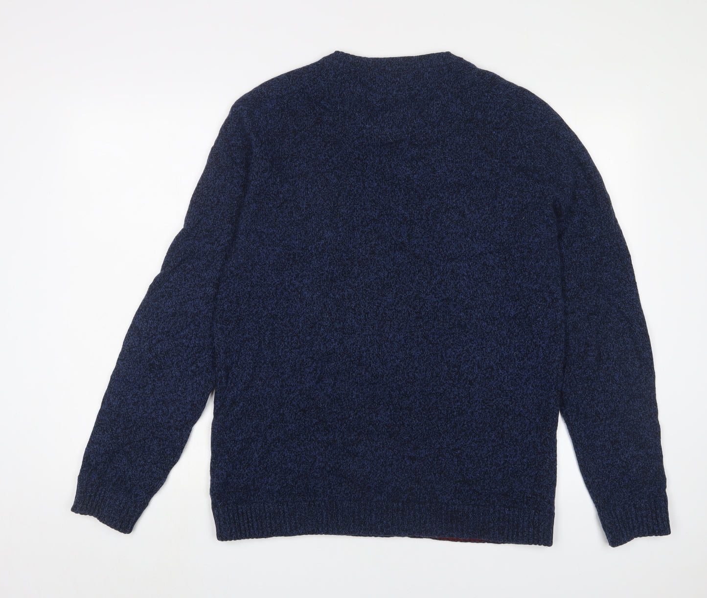 Crew Clothing Mens Blue Crew Neck Wool Pullover Jumper Size L Long Sleeve - Logo, Embroidered