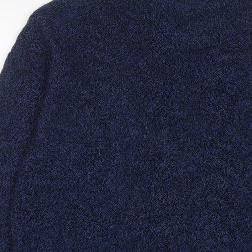 Crew Clothing Mens Blue Crew Neck Wool Pullover Jumper Size L Long Sleeve - Logo, Embroidered