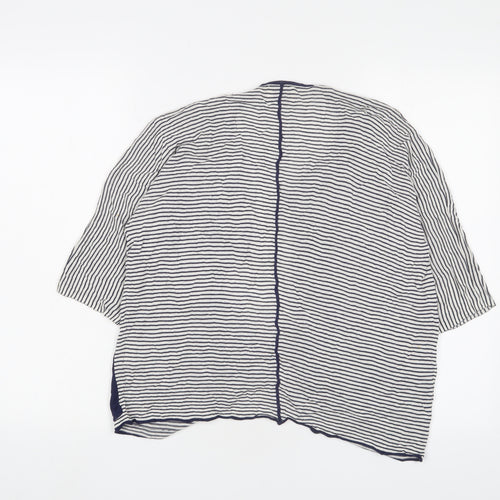 Masai Womens Blue V-Neck Striped Viscose Cardigan Jumper Size S - Open