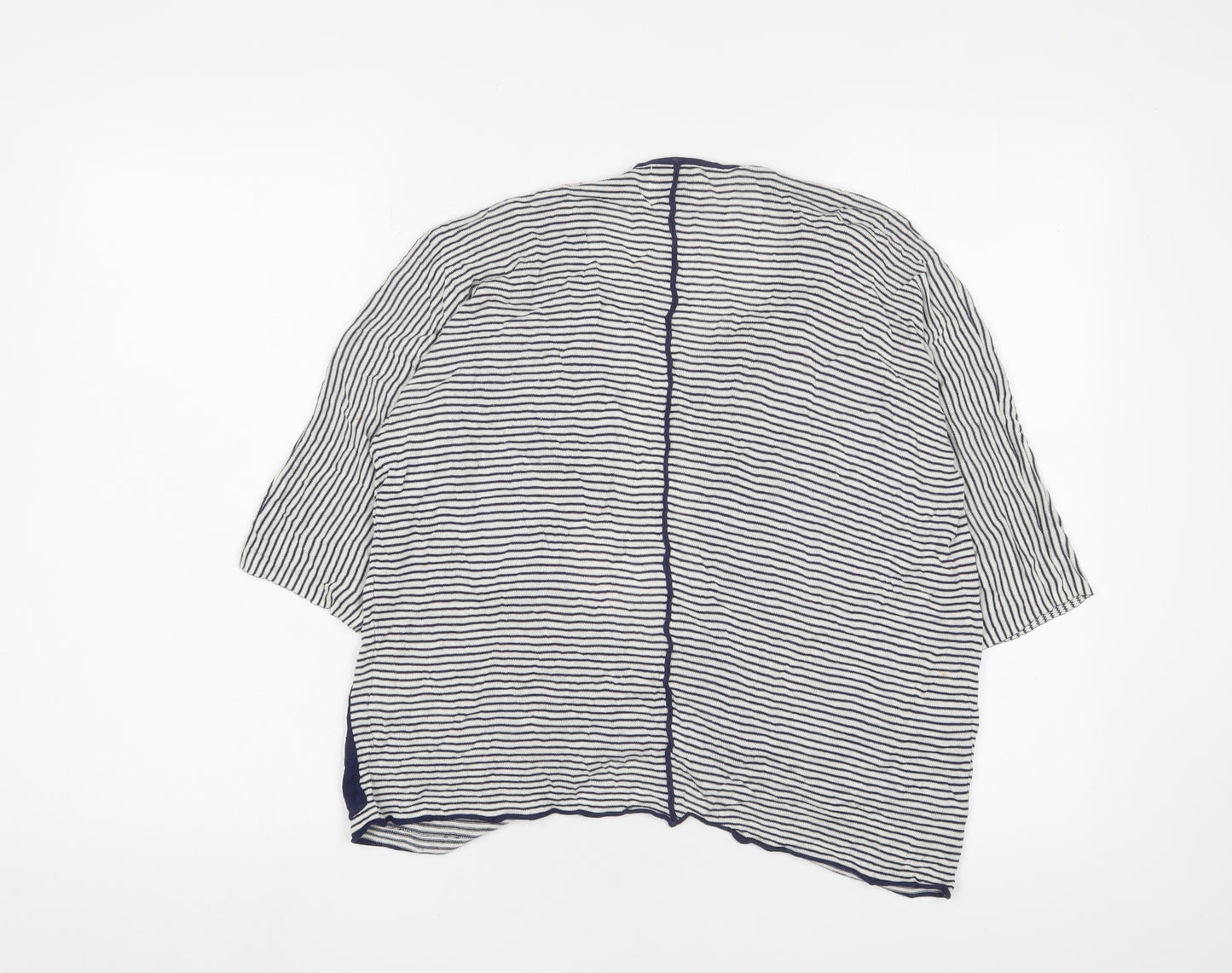 Masai Womens Blue V-Neck Striped Viscose Cardigan Jumper Size S - Open