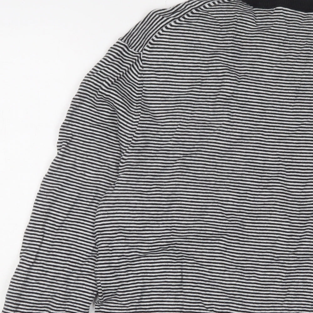 Banana Republic Womens Black Crew Neck Striped Cotton Pullover Jumper Size M