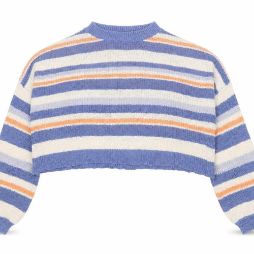 Pacific Republic Mens Blue Round Neck Striped Cotton Pullover Jumper Size M Long Sleeve