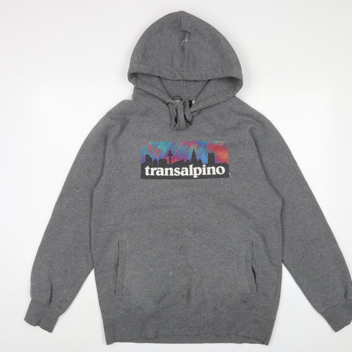 Transalpino Mens Grey Cotton Pullover Hoodie Size L - Logo