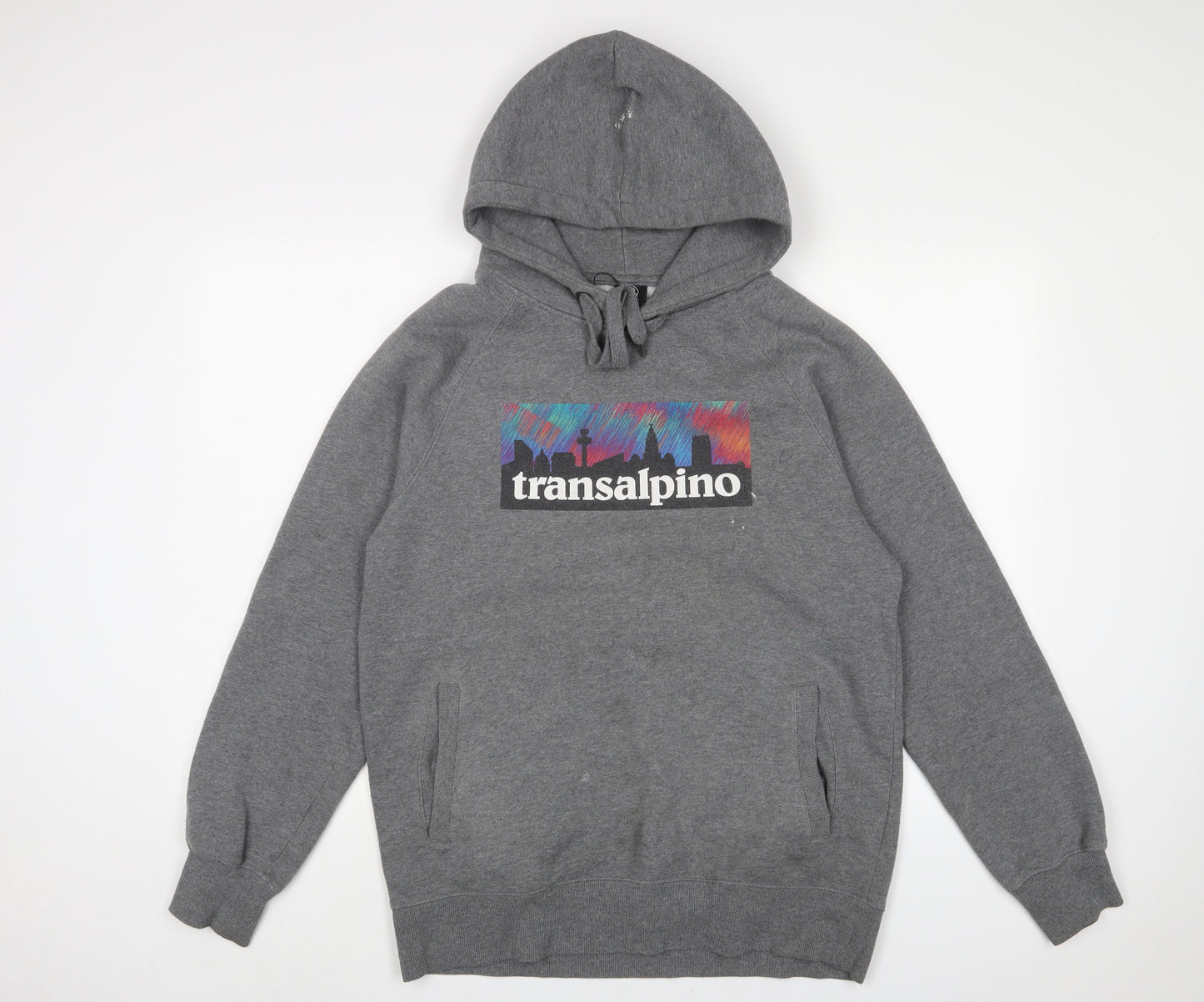 Transalpino Mens Grey Cotton Pullover Hoodie Size L - Logo