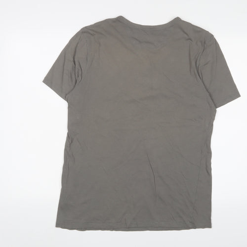 Levi's Mens Grey Cotton T-Shirt Size L Henley - Logo, Embroidered