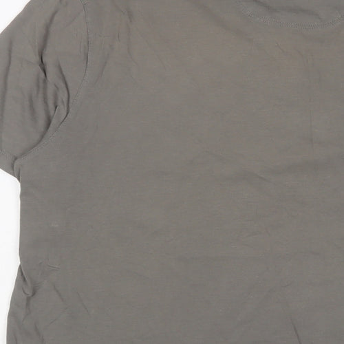 Levi's Mens Grey Cotton T-Shirt Size L Henley - Logo, Embroidered
