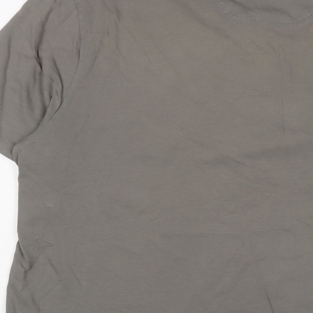 Levi's Mens Grey Cotton T-Shirt Size L Henley - Logo, Embroidered