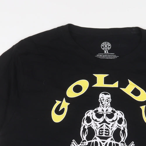 Gold's Gym Mens Black Cotton T-Shirt Size XL Crew Neck - Logo