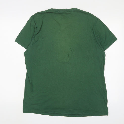 Lee Cooper Mens Green Cotton T-Shirt Size L Crew Neck - Logo