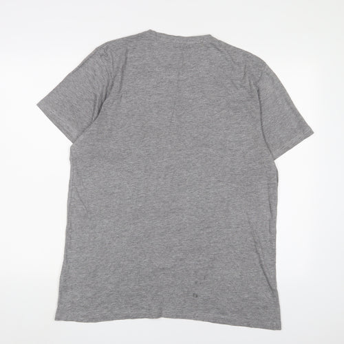 Mountain Warehouse Mens Grey Cotton T-Shirt Size L Crew Neck - Logo
