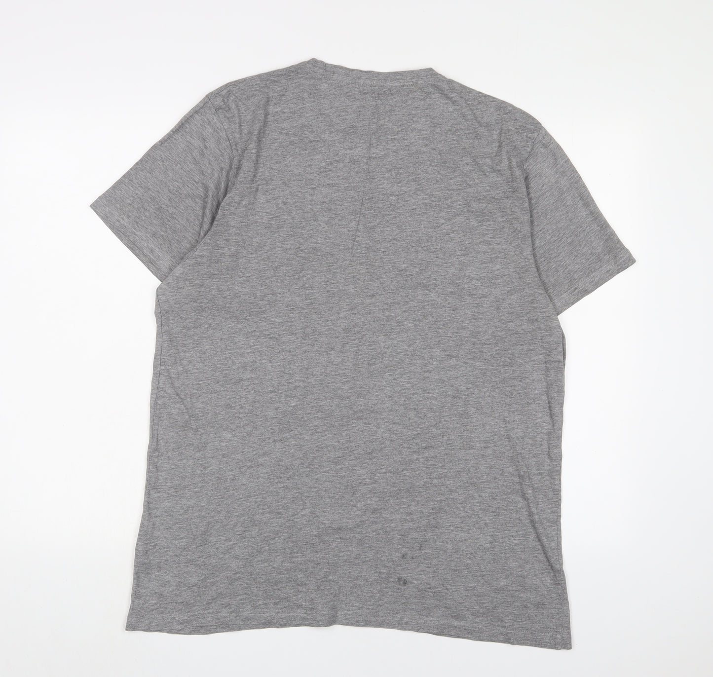 Mountain Warehouse Mens Grey Cotton T-Shirt Size L Crew Neck - Logo