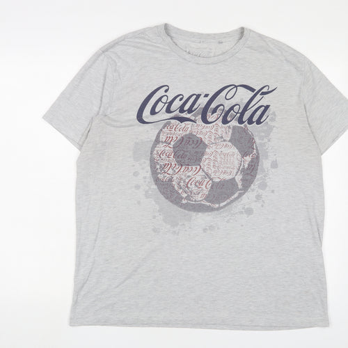 Coca-Cola Mens Grey Cotton T-Shirt Size XL Crew Neck