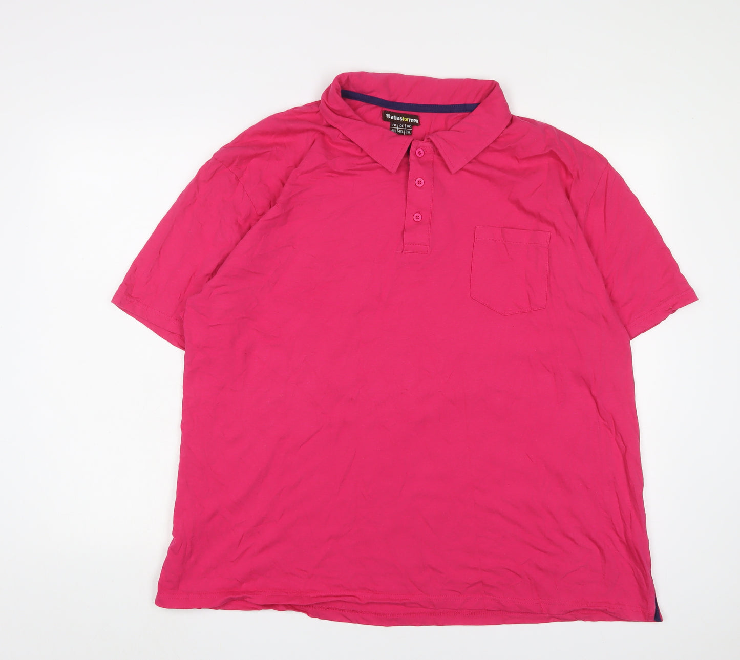 Atlas Mens Pink Cotton Polo Size 3XL Collared Button