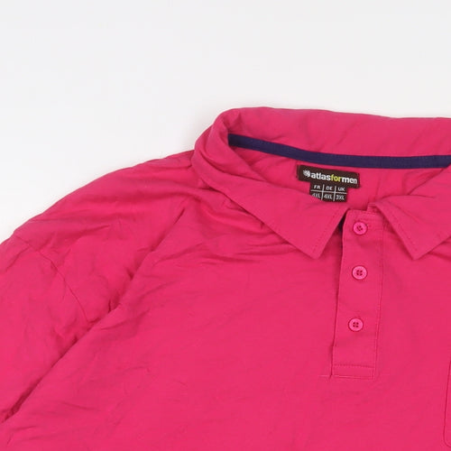 Atlas Mens Pink Cotton Polo Size 3XL Collared Button