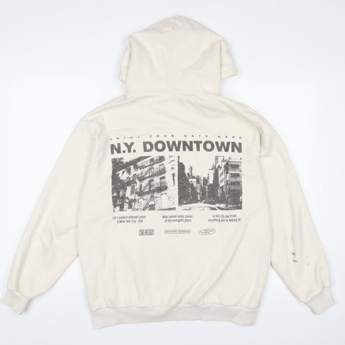 Pull&Bear Mens Beige Cotton Pullover Hoodie Size M - N.Y. Downtown