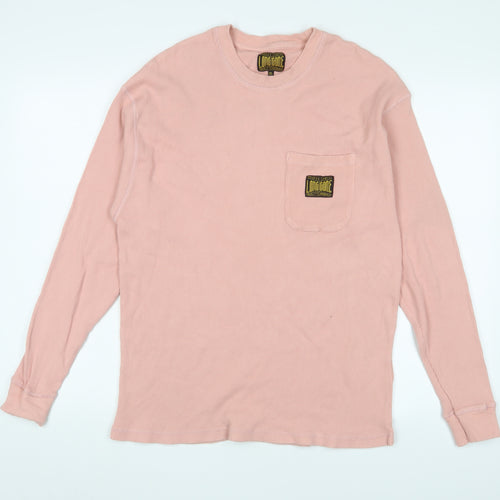 Long Gone Mens Pink Crew Neck Cotton Pullover Jumper Size XL Long Sleeve - Logo, Embroidered