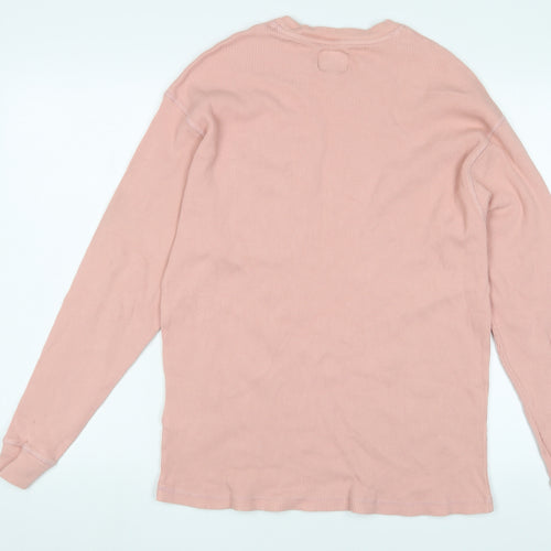 Long Gone Mens Pink Crew Neck Cotton Pullover Jumper Size XL Long Sleeve - Logo, Embroidered