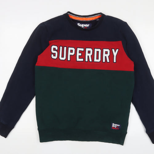 Superdry Mens Multicoloured Striped Cotton Pullover Sweatshirt Size L - Logo, Embroidered