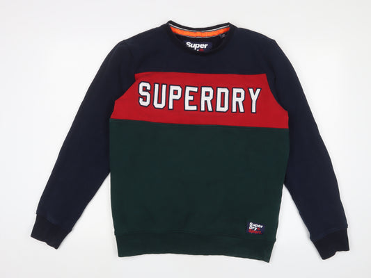 Superdry Mens Multicoloured Striped Cotton Pullover Sweatshirt Size L - Logo, Embroidered