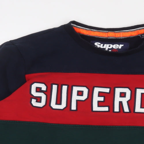 Superdry Mens Multicoloured Striped Cotton Pullover Sweatshirt Size L - Logo, Embroidered