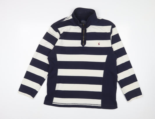 Joules Mens Blue Striped Cotton Pullover Sweatshirt Size L - Logo, Embroidered