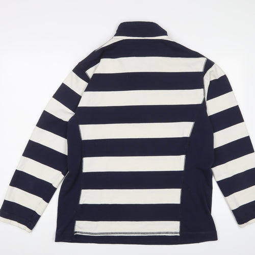 Joules Mens Blue Striped Cotton Pullover Sweatshirt Size L - Logo, Embroidered