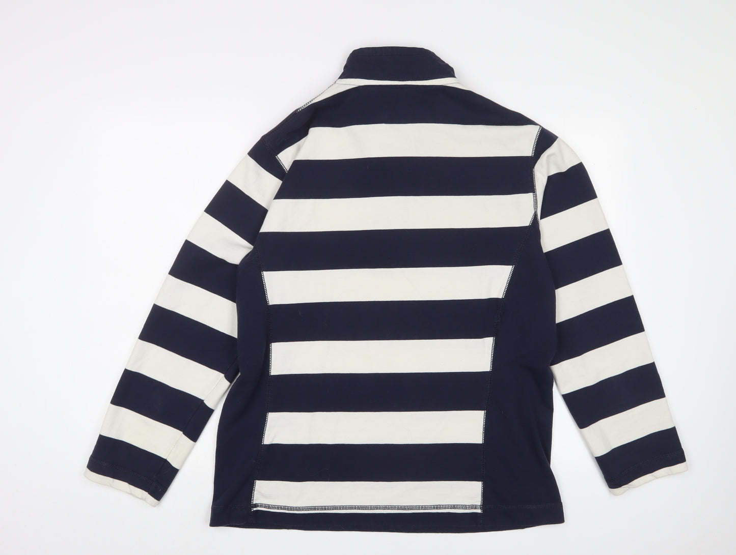 Joules Mens Blue Striped Cotton Pullover Sweatshirt Size L - Logo, Embroidered