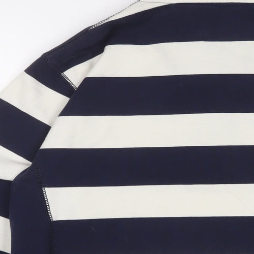 Joules Mens Blue Striped Cotton Pullover Sweatshirt Size L - Logo, Embroidered