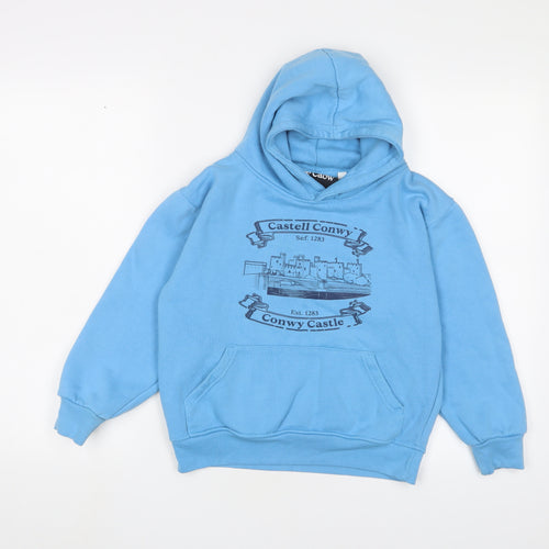 Conwyn Castle Boys Blue Cotton Pullover Hoodie Size 9-10 Years Pullover
