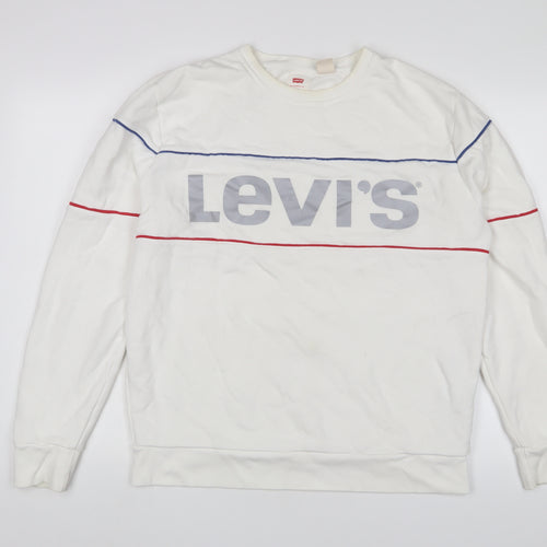 Levi's Mens White Cotton Pullover Sweatshirt Size L - Logo