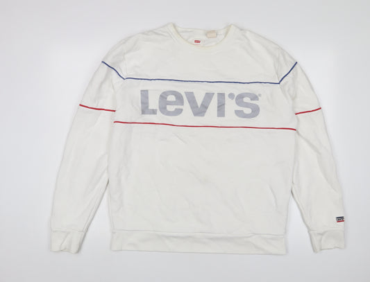 Levi's Mens White Cotton Pullover Sweatshirt Size L - Logo