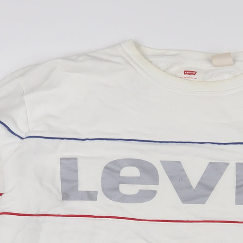 Levi's Mens White Cotton Pullover Sweatshirt Size L - Logo