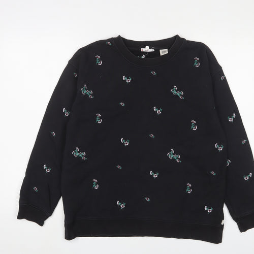 Levi's Womens Black Floral Cotton Pullover Sweatshirt Size M Pullover - Embroidered