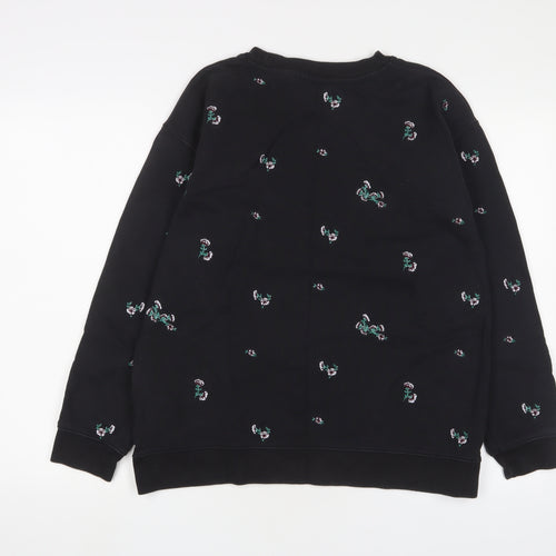 Levi's Womens Black Floral Cotton Pullover Sweatshirt Size M Pullover - Embroidered