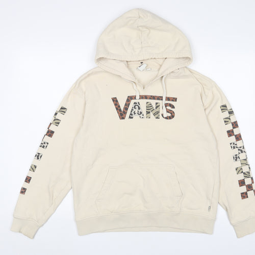 VANS Womens Beige Cotton Pullover Hoodie Size M Pullover - Logo