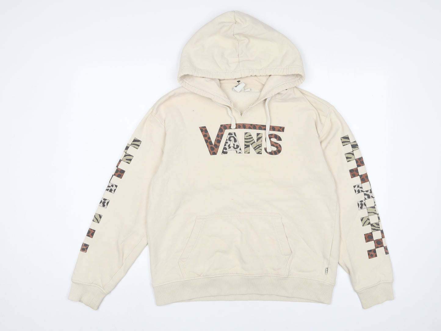 VANS Womens Beige Cotton Pullover Hoodie Size M Pullover - Logo