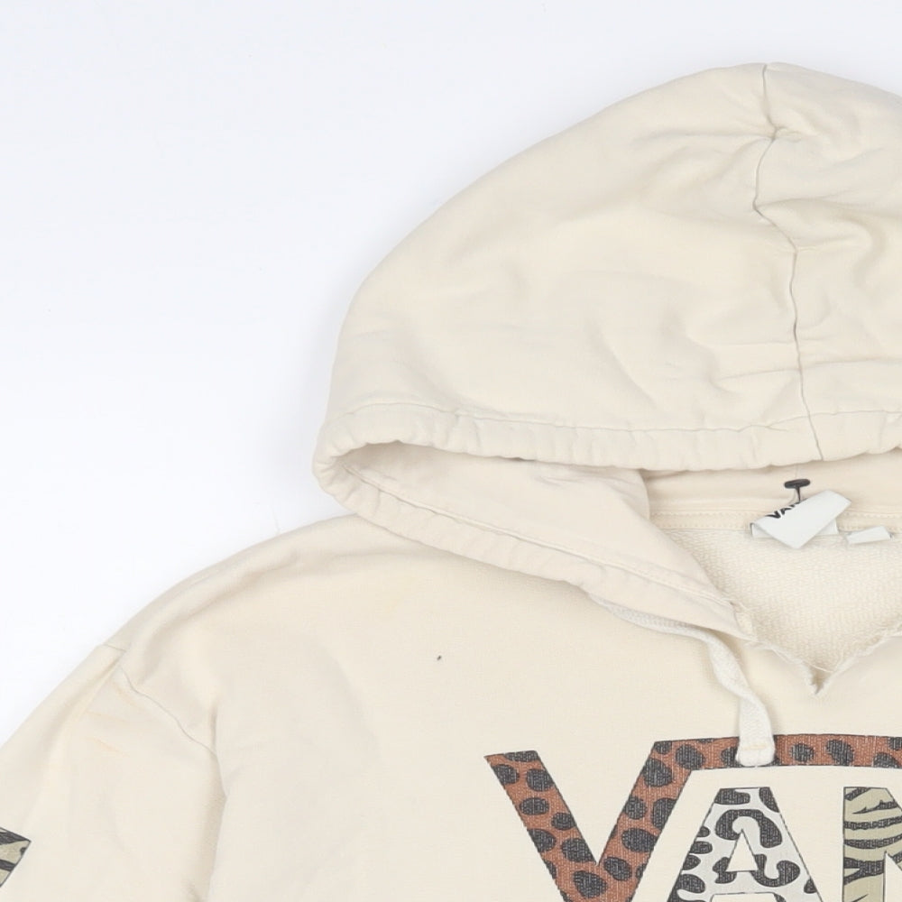 VANS Womens Beige Cotton Pullover Hoodie Size M Pullover - Logo